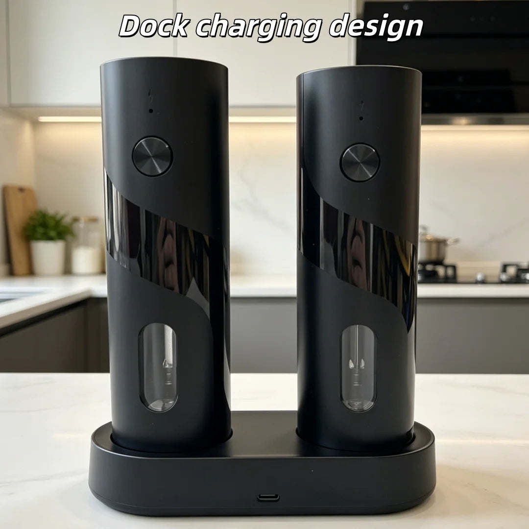 Rechargeable Electric Salt & Pepper Grinder Set - USB Charging, Adjustable Coarseness