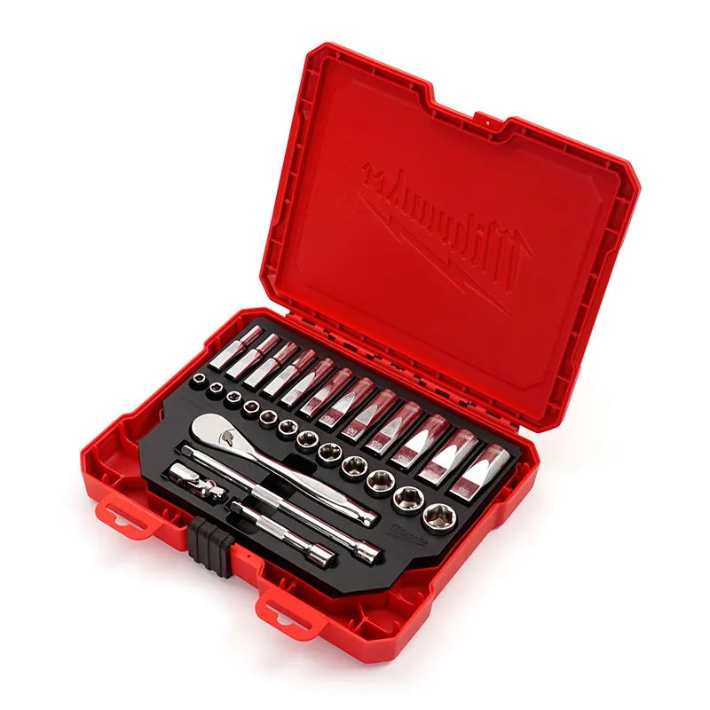 Milwaukee 28-Piece Metric 1/4" Ratchet & Socket Set | Durable Accessories