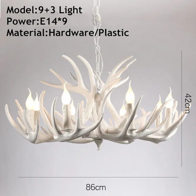 Vintage Deer Horn Pendant Light - Industrial Antler Chandelier