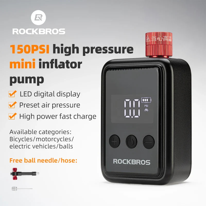 ROCKBROS 150 PSI Portable Electric Air Pump - Quick Tire Inflation