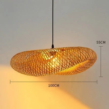 Eco-Friendly Bamboo Pendant Light - Handcrafted Wicker Design