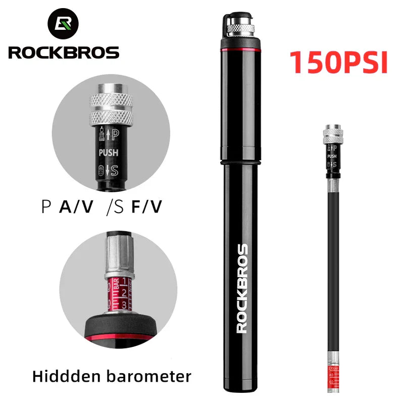 ROCKBROS Mini Bike Pump - High Pressure, 150PSI, Lightweight