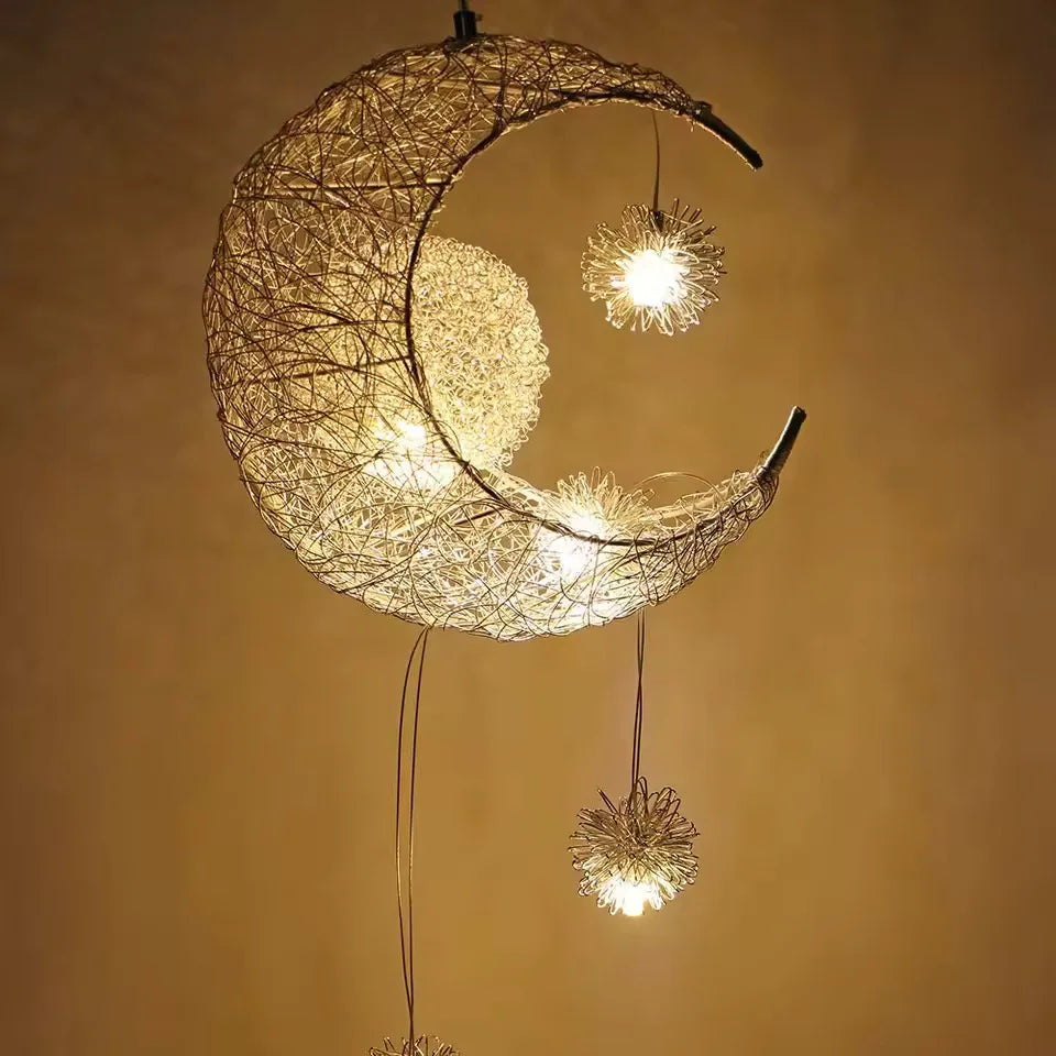 Nordic Star Moon LED Night Light Pendant Lamp for Kids Room