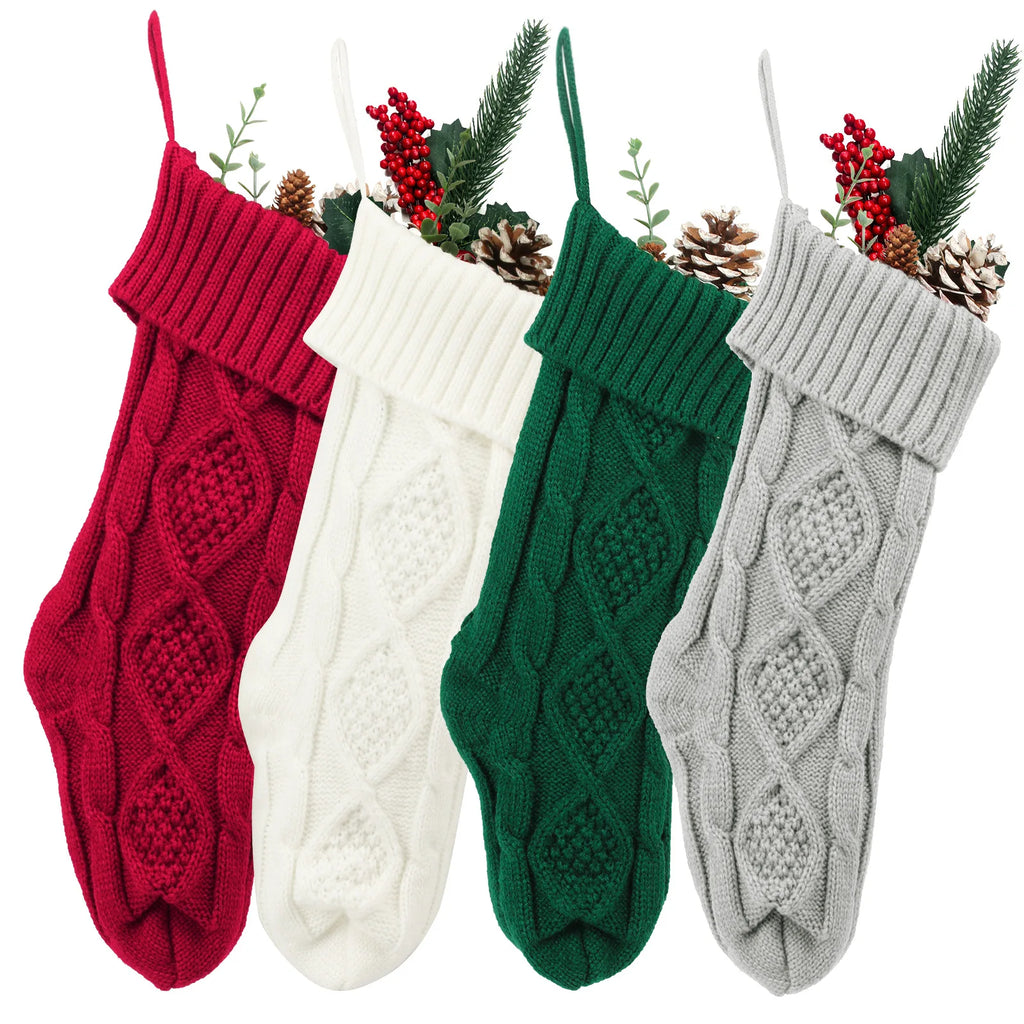 Cozy Knitted Christmas Stocking Gift Bag - Perfect Holiday Decor