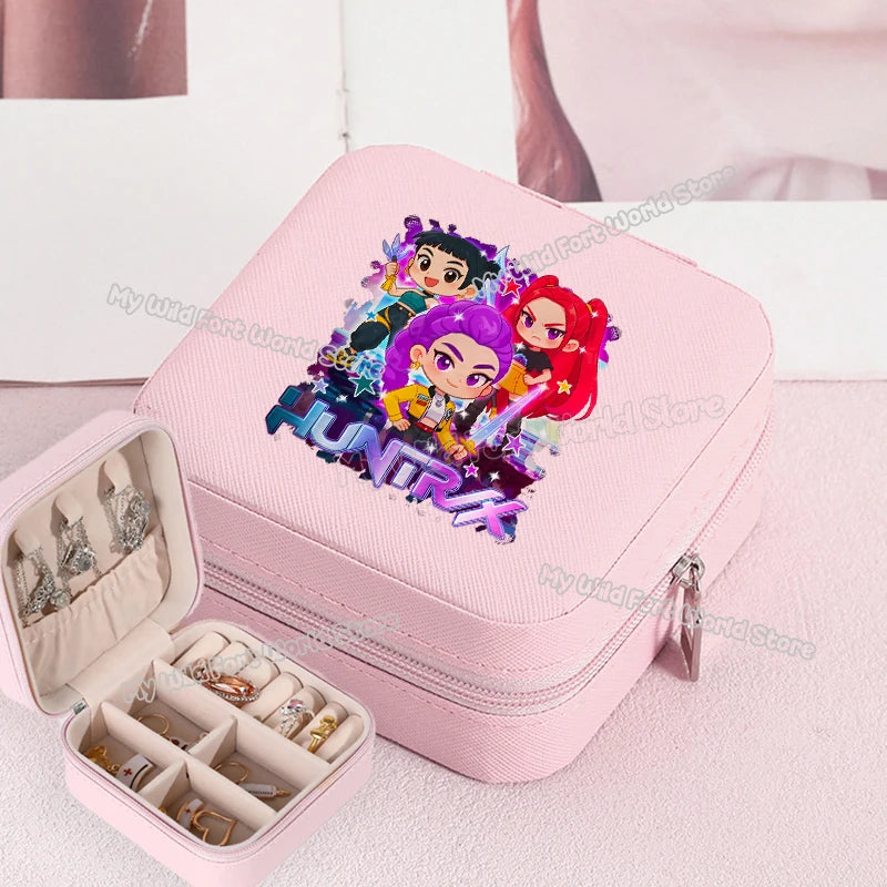 KPOP Jewelry Organizer Box - Stylish Travel Storage for Earrings & Necklaces