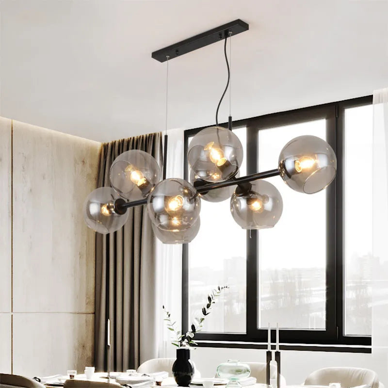 8-Light Modern Bubble Chandelier - Elegant Glass Pendant Light