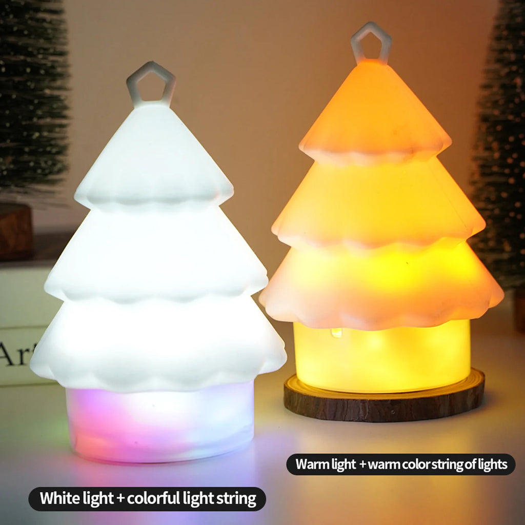 3-Level Dimmable Christmas Tree Night Light - USB Rechargeable LED Lamp