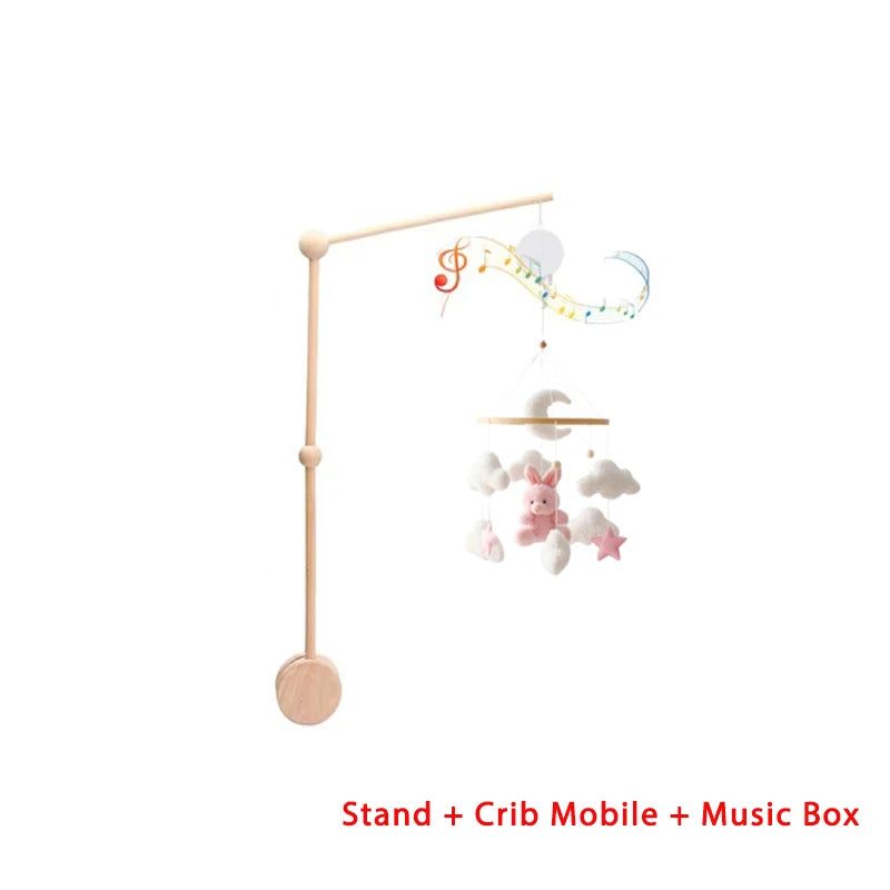 Dreamy Wooden Crib Mobile with Soft Felt Cartoon Bear & Gentle Bells