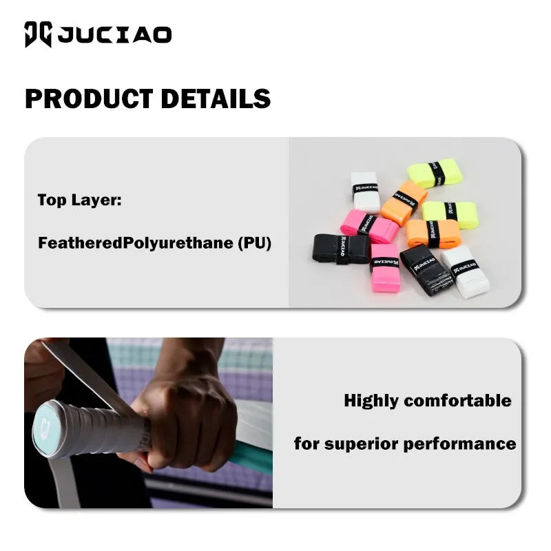 JUCiAO Pickleball Paddle Overgrips – 10 Pack Moisture-Wicking Tape