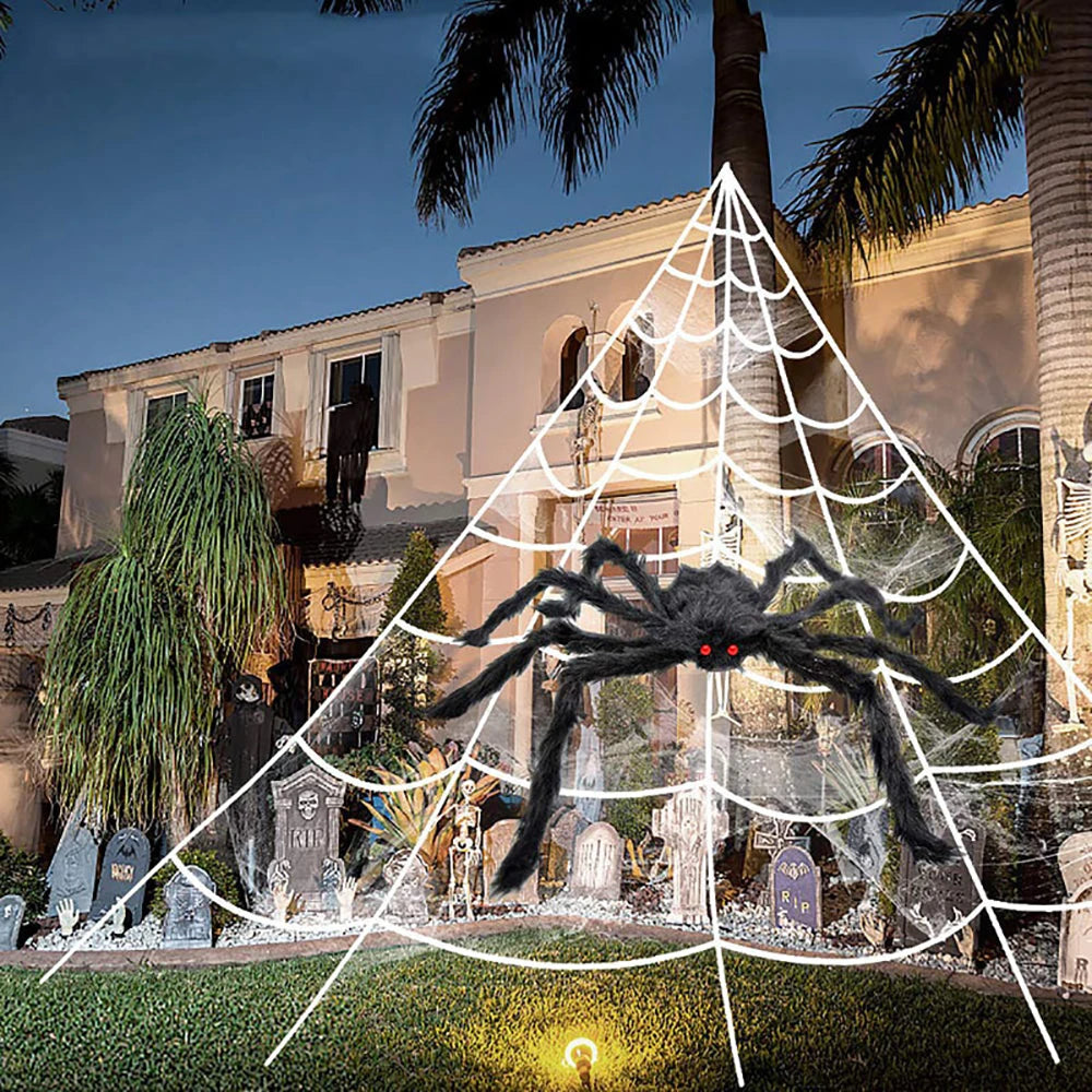 5m Plush Spider Web - Perfect Halloween Outdoor Decoration