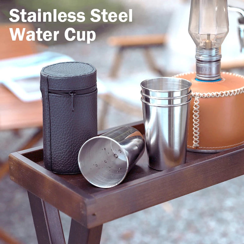 4Pcs Outdoor Stainless Steel Cups - Perfect for Hiking & Camping