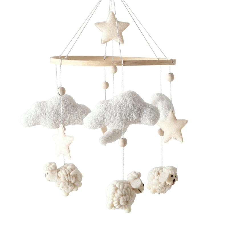 Dreamy Wooden Crib Mobile with Soft Felt Cartoon Bear & Gentle Bells