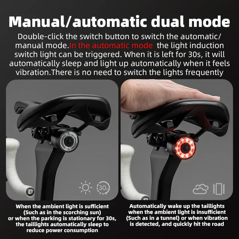 ROCKBROS Smart Brake Sensing Waterproof Bicycle Tail Light