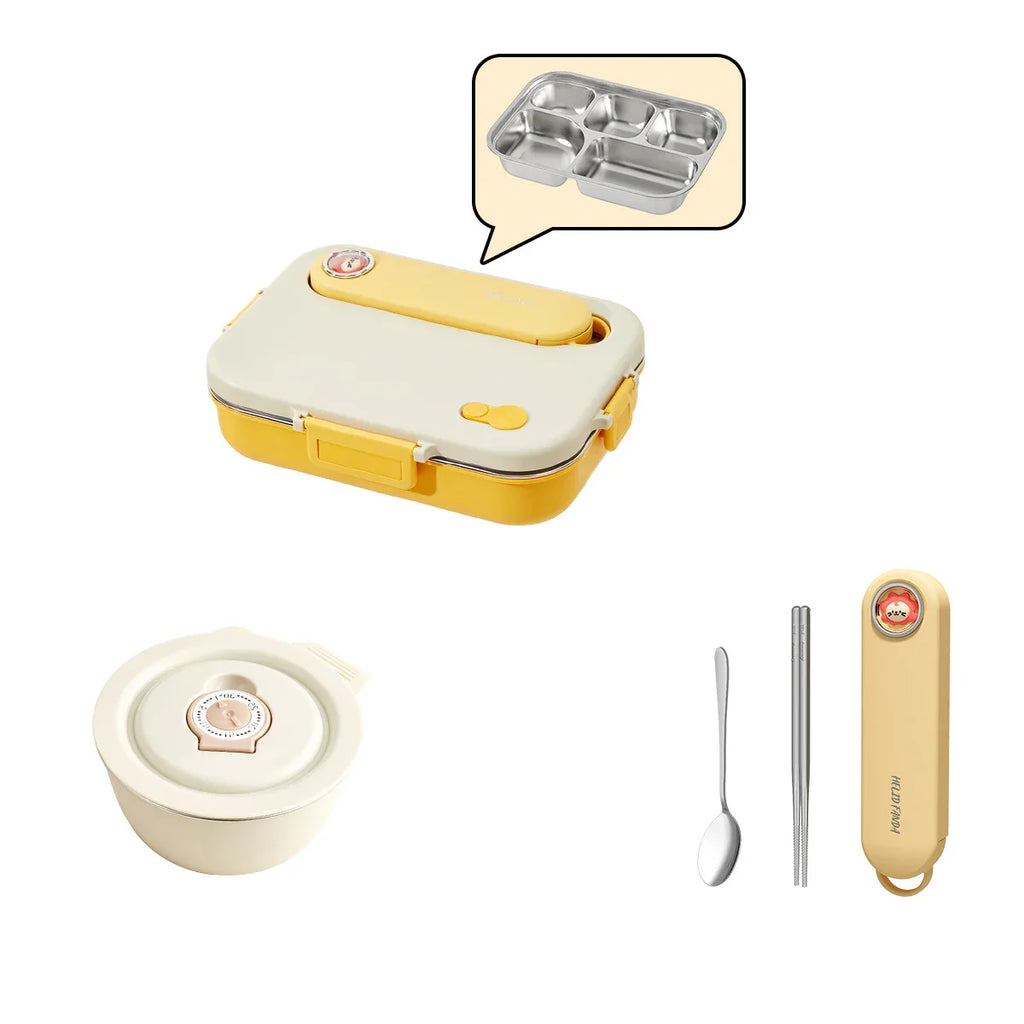 WORTHBUY Eco-Friendly Stainless Steel Bento Box - Microwave Safe