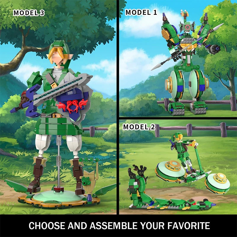 3-in-1 Anime Building Block Figure Set - Detailed Display Toy