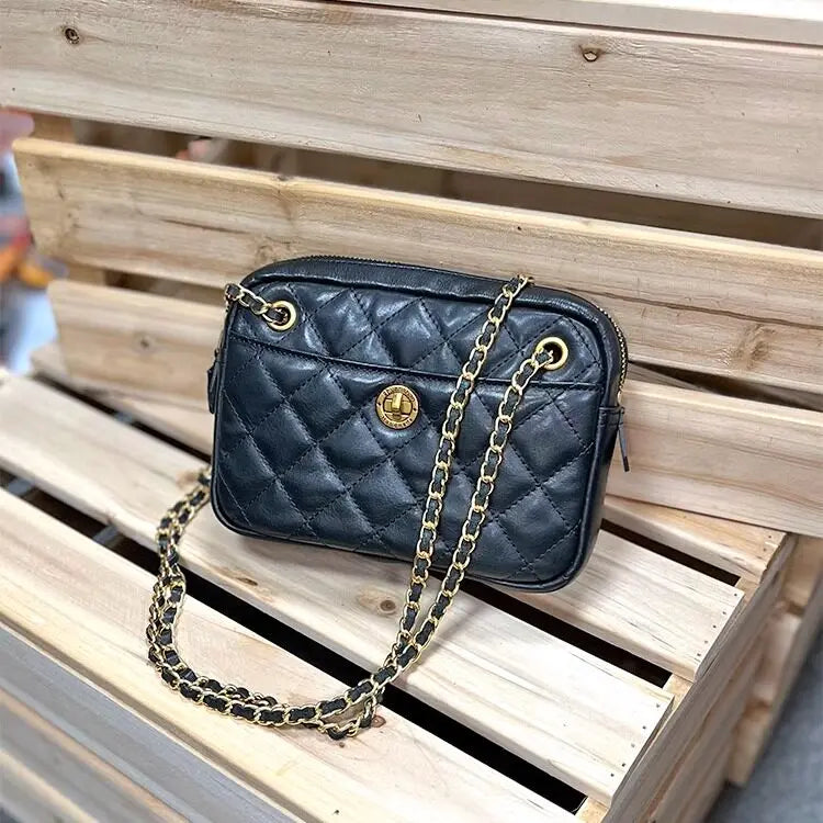 Stylish Y2K Retro Genuine Leather Crossbody Bag for Women