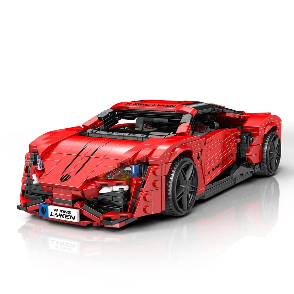 Red Lykan Sport Racing Car Building Block Set - Fun for Kids!