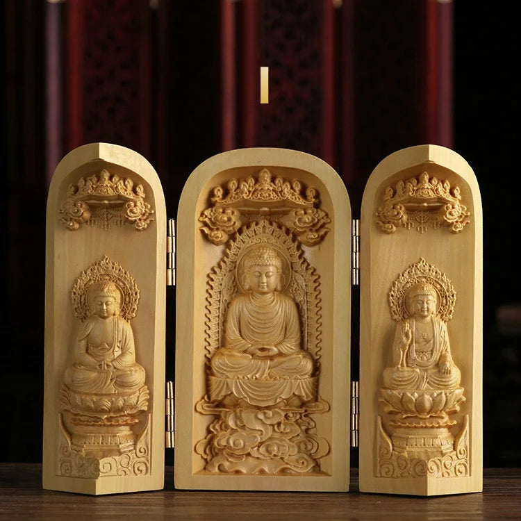Boxwood Guanyin Buddha Statue - Elegant Wooden Art Decor