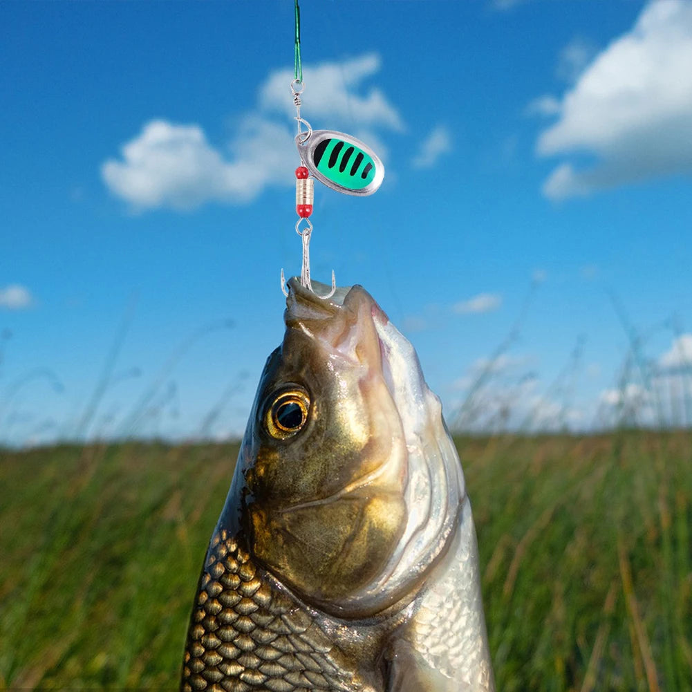 30 Metal Spoon Spinner Fishing Lures with Treble Hooks - Bass & Trout Bait