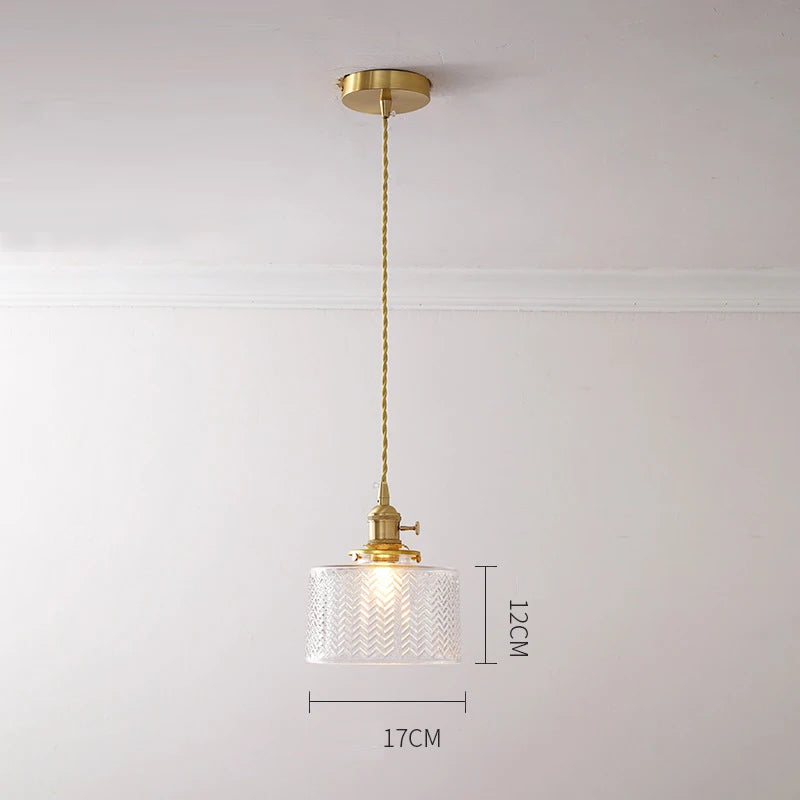 Elegant Green Stripe Glass Pendant Light - E27 Chandelier Fixture