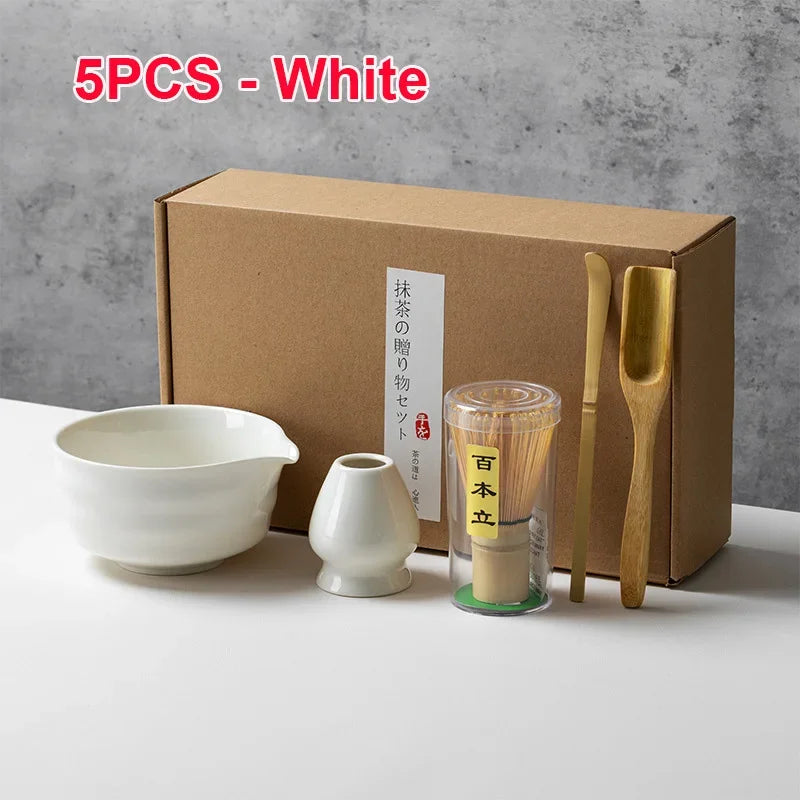 Authentic 4/5/6PCS Matcha Bamboo Whisk & Bowl Set - Perfect Tea Making Tools