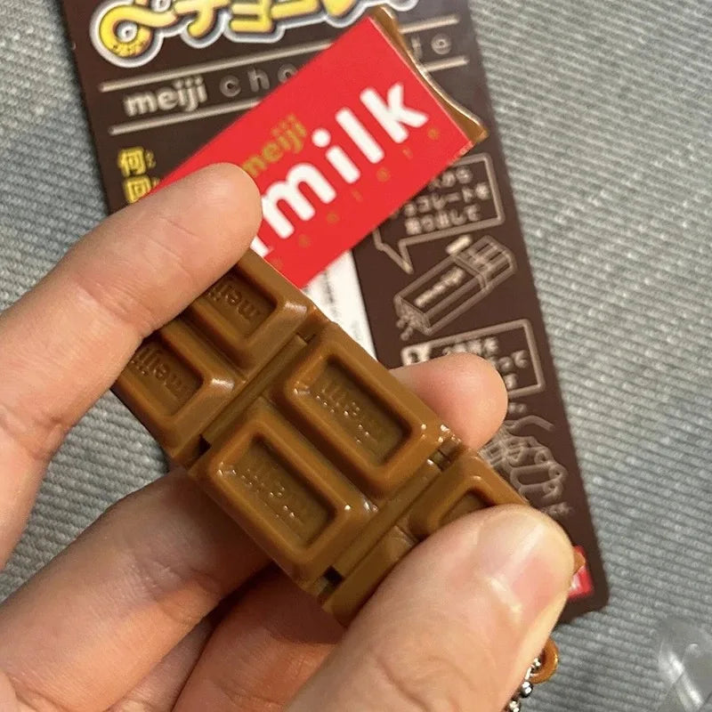Creative Japanese Simulated Chocolate Fidget Keychain Pendant - Stress Relief