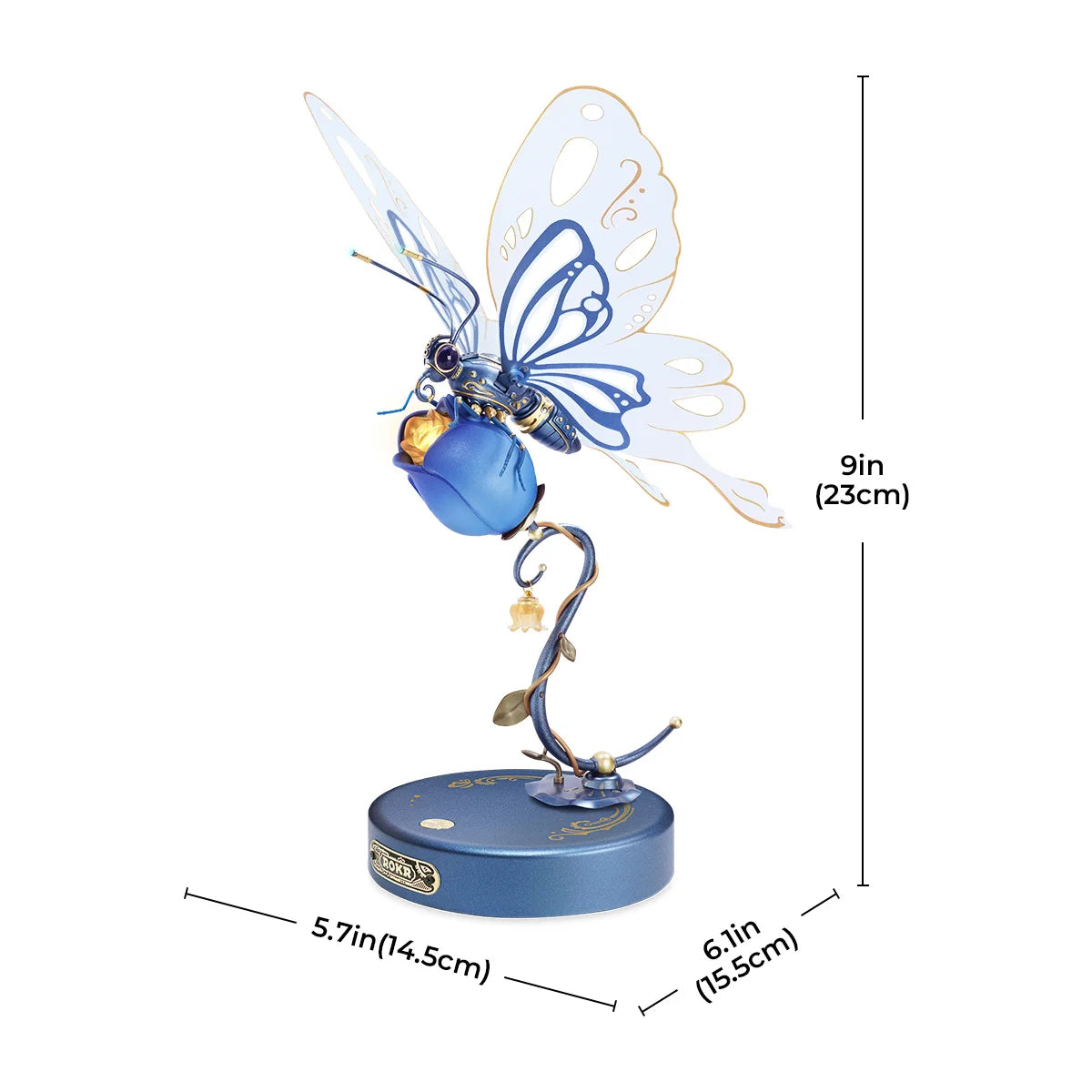 ROKR Mechanical Species Butterfly 3D Puzzle with Golden Rose Lights