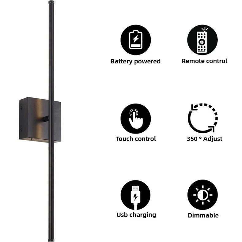 Modern Nordic Dimmable Wall Sconce with Remote Control - Battery Operated