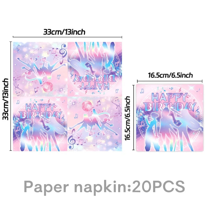 KPOP Pink & Purple Disposable Tableware Set for Birthday Parties