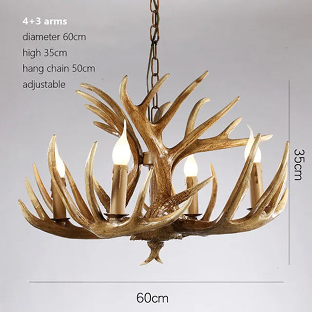 Vintage Deer Horn Pendant Light - Industrial Antler Chandelier
