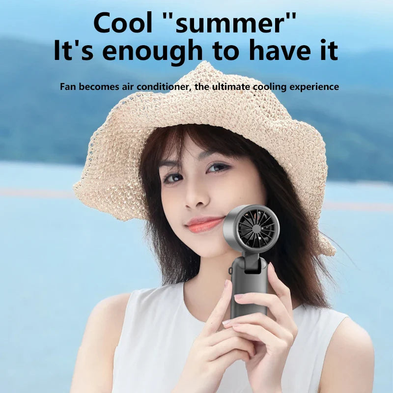 Compact Portable Cooling Handheld Fan - Turbo Neck Fan with USB