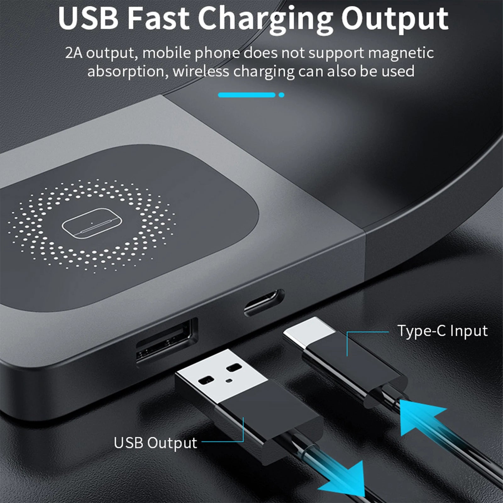 15W CrownQu 4-in-1 Wireless Charger for iPhone, AirPods & Apple Watch