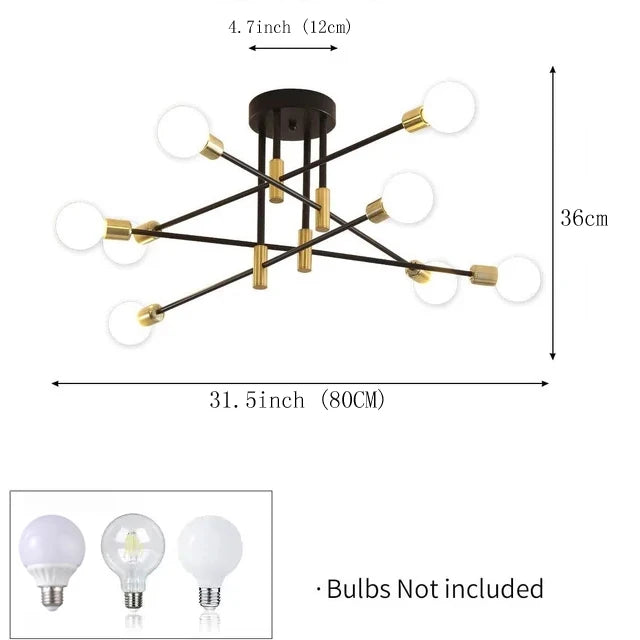 Retro Industrial Wrought Iron LED Ceiling Chandelier for Modern Decor