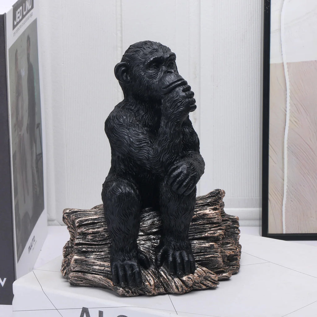 Elegant Resin Thinker Chimpanzees Figurine for Home & Office Decor