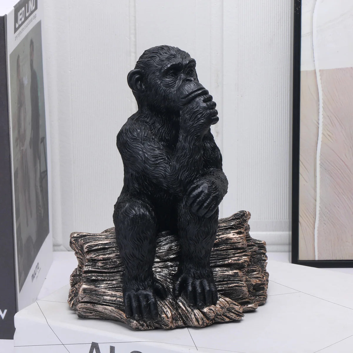 Elegant Resin Thinker Chimpanzees Figurine for Home & Office Decor