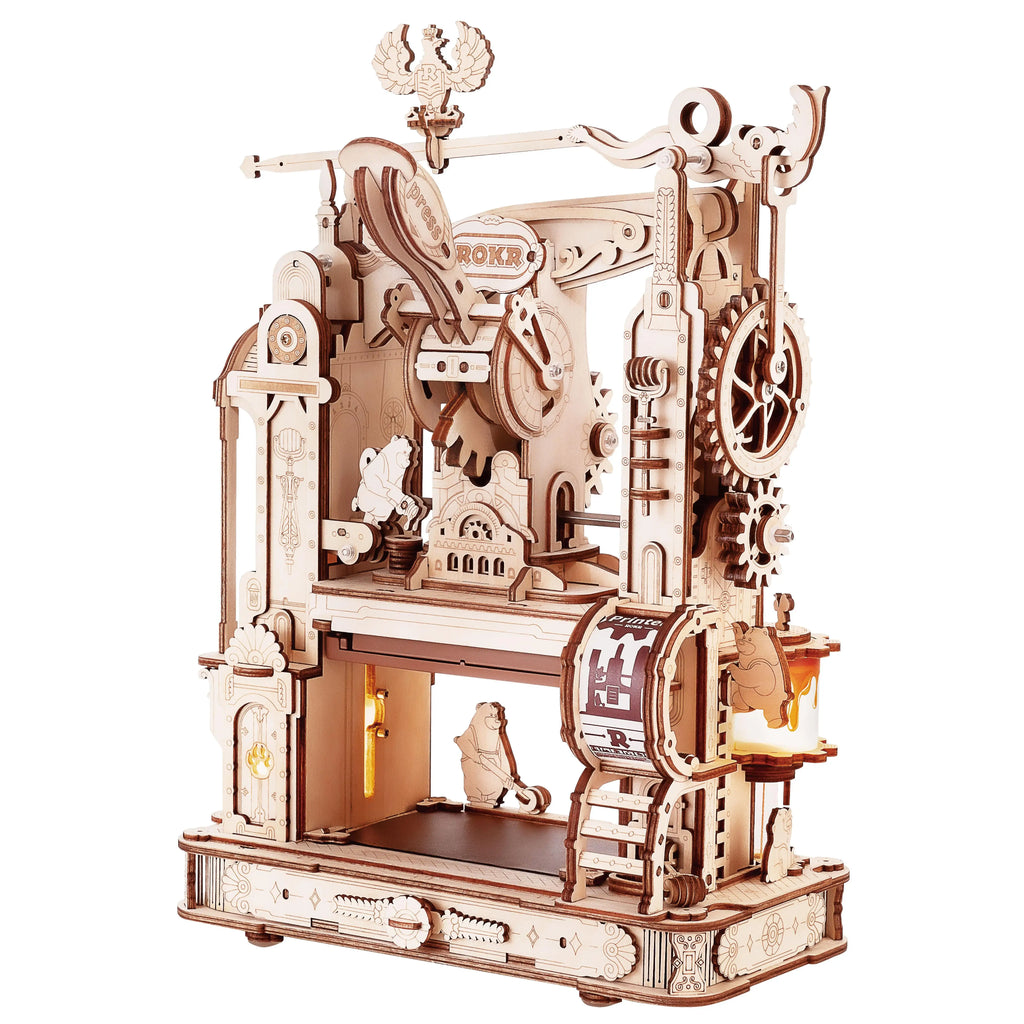 Robotime 3D Printing Press DIY Puzzle Kit with LED Light - Fun & Unique Gift