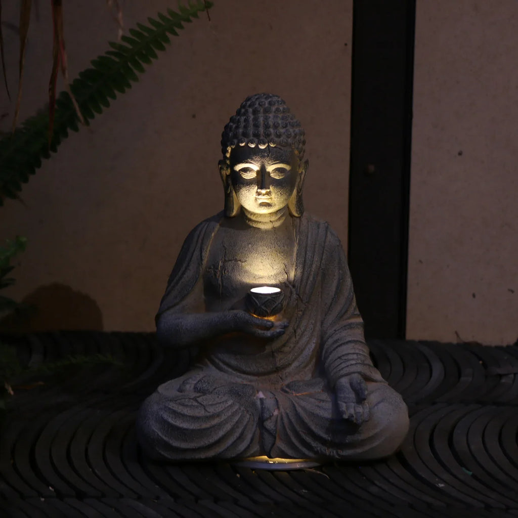 Zen Solar Buddha Statue - Tranquil Outdoor Decor with Eco-Friendly Light