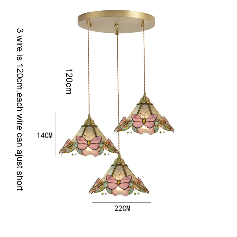 Butterfly Glass Copper LED Pendant Lamp for Modern Indoor Decor