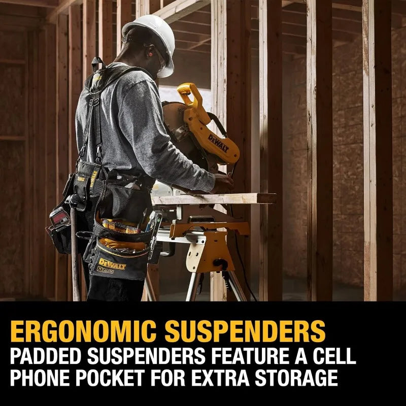 DEWALT Professional Tool Rig with Suspenders – 25 Pockets Heavy Duty