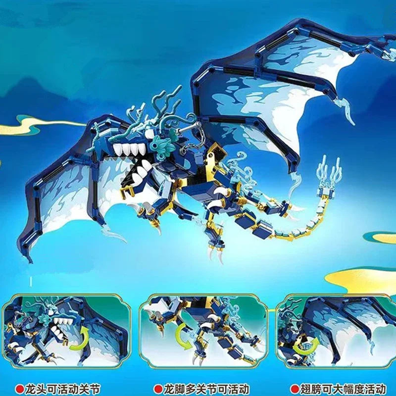 Flame Dragon Ninja Building Blocks - 2-in-1 Puzzle Game for Kids & Adults