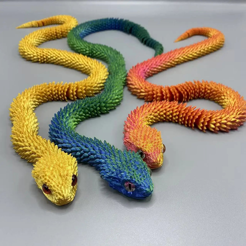 Glowing 3D Printed Viper Decoration with Movable Joints - 63cm