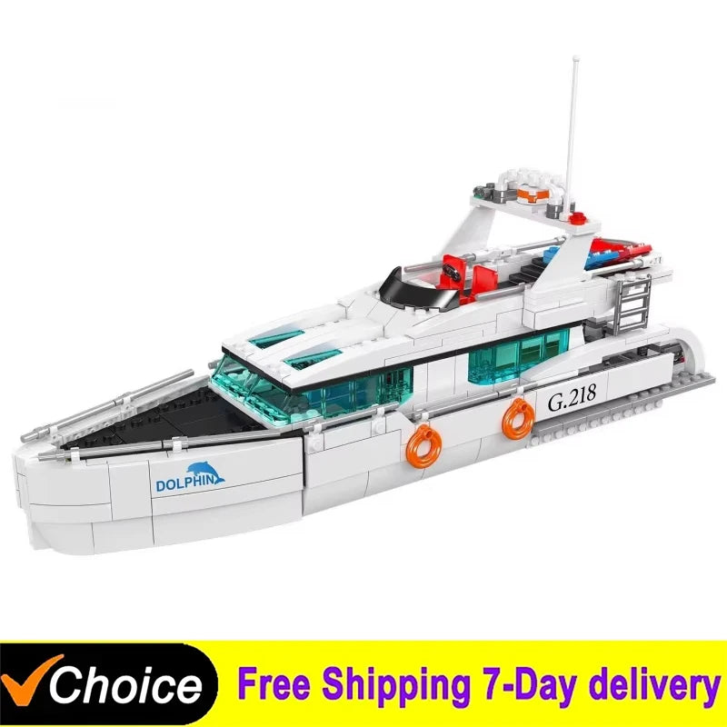 Creative Dolphin Yacht Building Block Set - Educational Toy for Kids