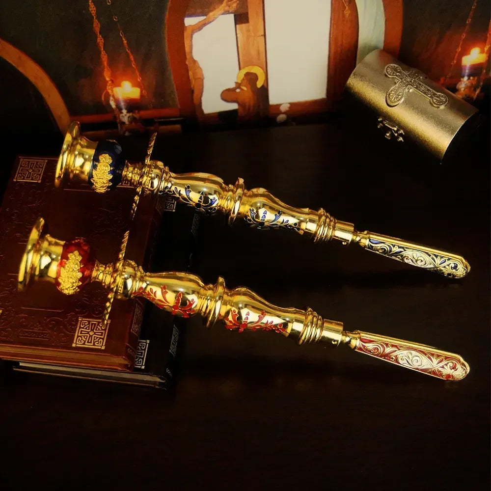 Elegant Handcrafted Metal Candlestick for Religious Ceremonies