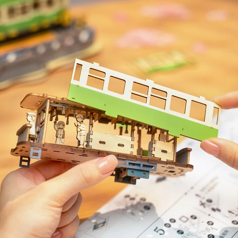 Robotime Sakura Journey 3D Wooden Puzzle Car - Creative Eco-Friendly Fun