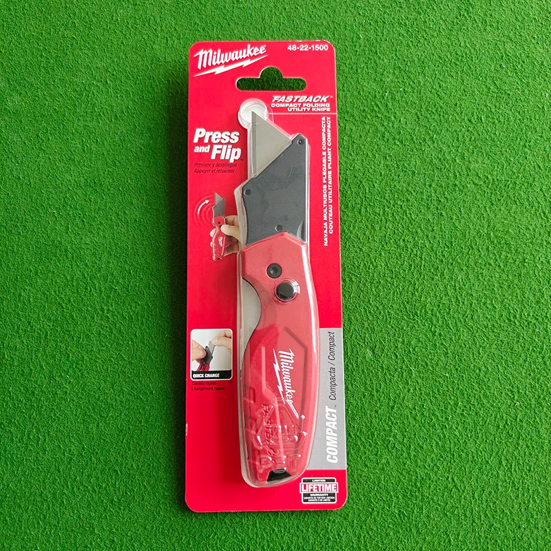Milwaukee FASTBACK Compact Folding Utility Knife - Press & Flip Design