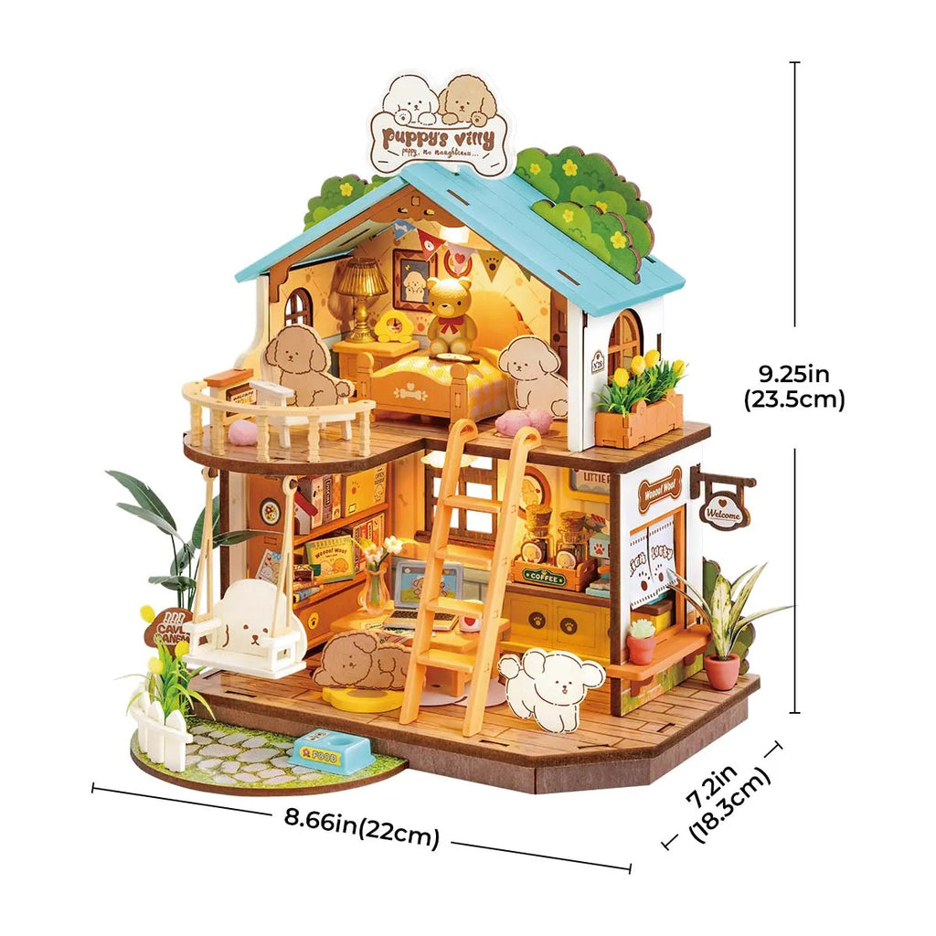 Robotime DIY Puppy Cozy Villa Miniature House Kit for All Ages