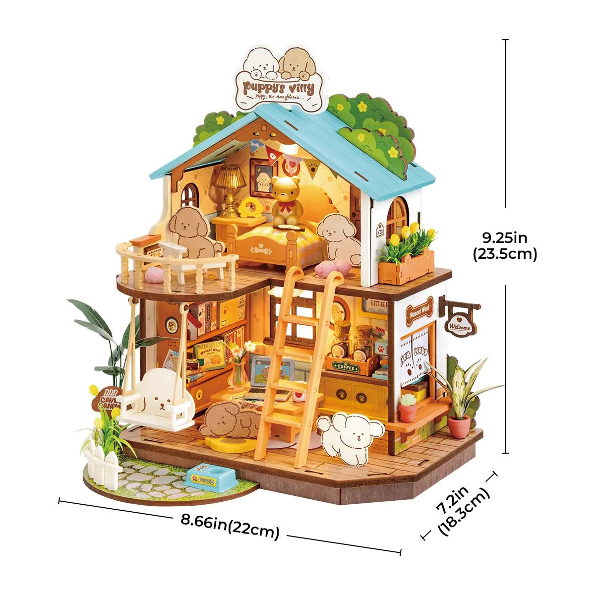 Robotime DIY Puppy Cozy Villa Miniature House Kit for All Ages