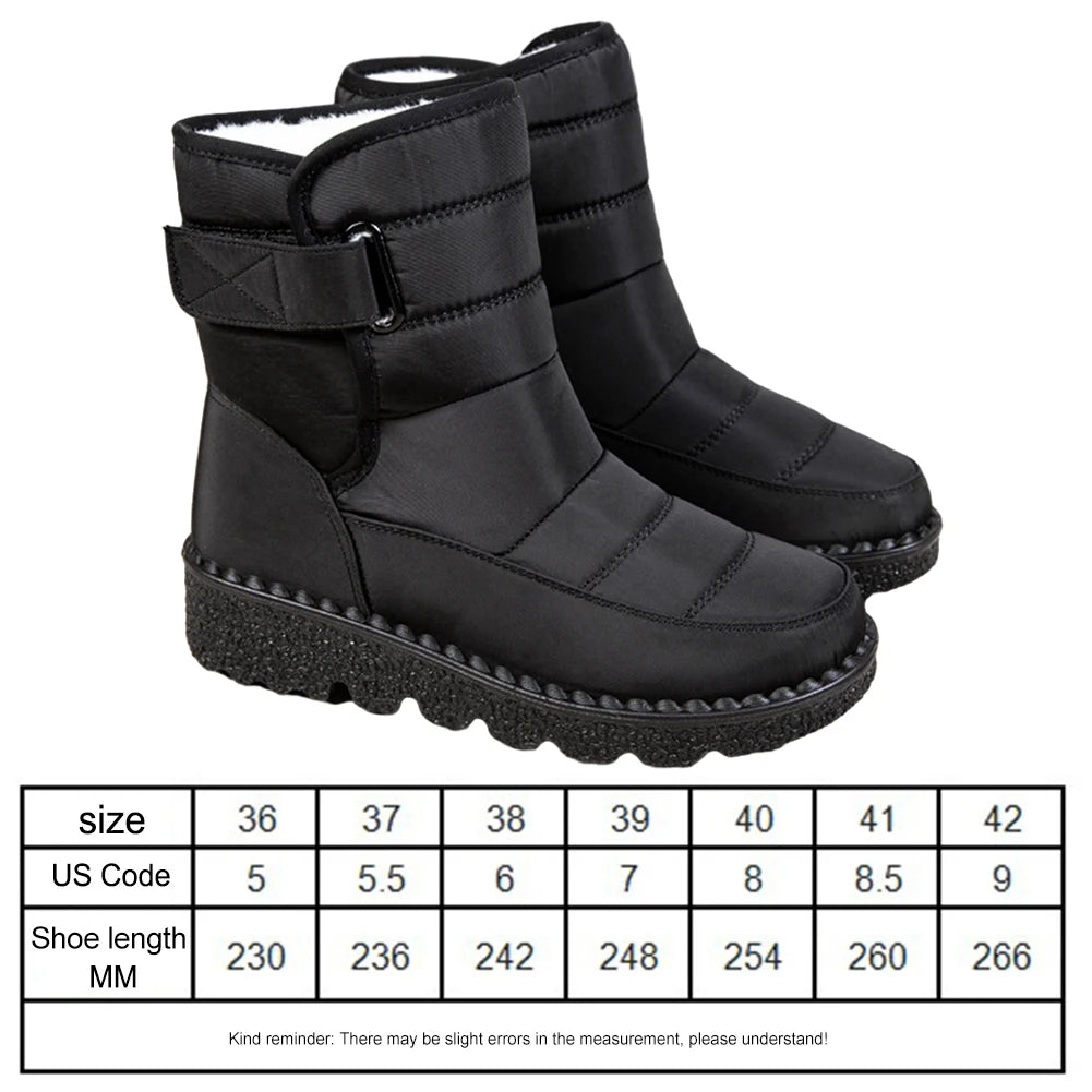 Women's Waterproof Plush Fur Boots - Warm Winter Snow Booties