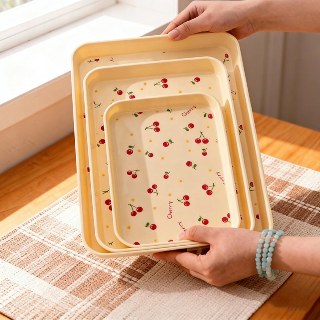 Cherry Pattern Decorative Serving Tray for Home & Kitchen