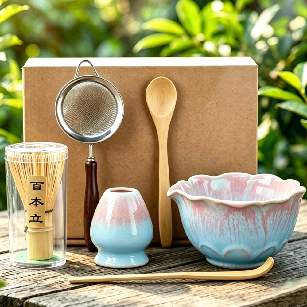 6PCS Elegant Japanese Matcha Tea Set - Bowl, Whisk & Scoop Tools